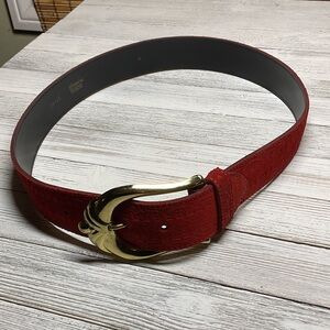 CATHERINE DIAL EASLEY Red Genuine Suede vintage Belt Size M